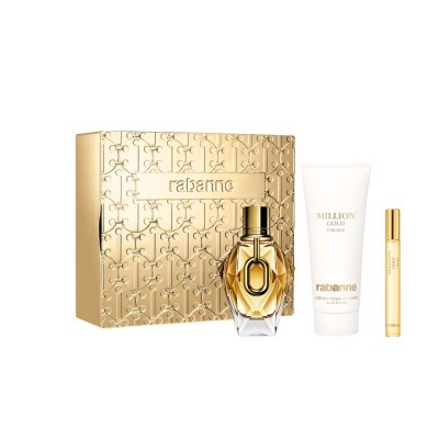 Estuche Million Gold For Her EDP Recargable 90 ml + Body Lotion 100 ml + Mini 10 ml